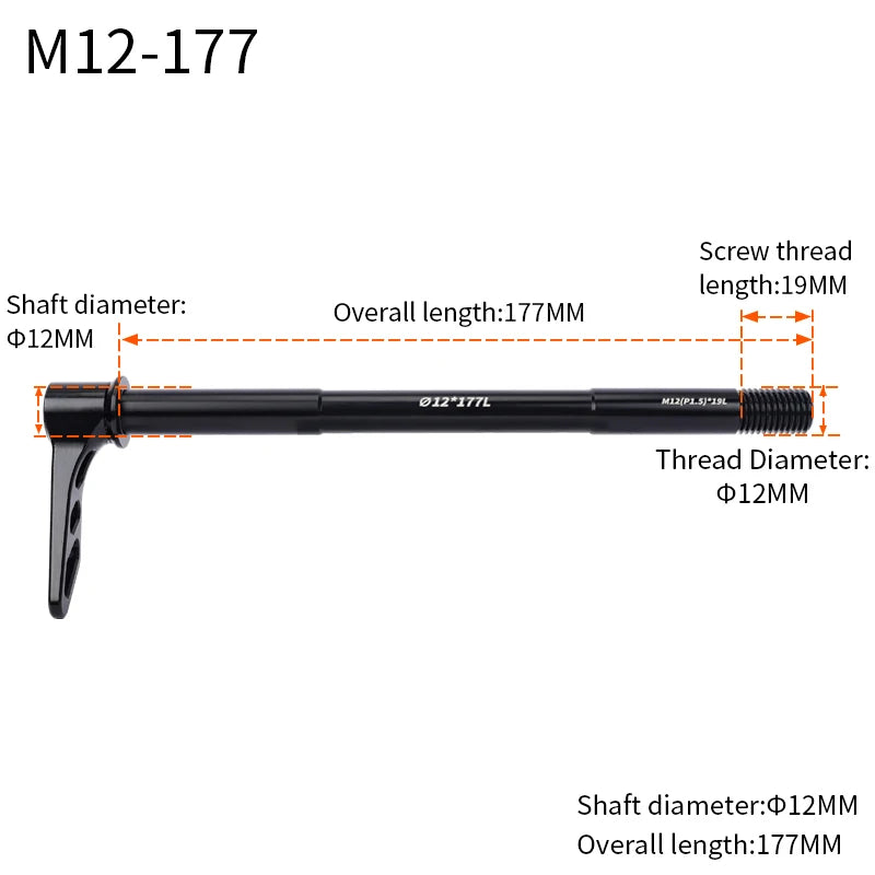 Lebycle MTB Quick release Thru Axle Road Bike Screw Shaft DT Structure Skewers 12mm Wheel Axis Hub Rear M12 M15 x 148-WAYBIKER