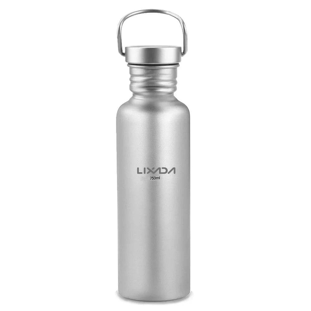 LIXADA 750ml Full Ti Water Bottle Ultralight Outdoor Camping Cycling Water Bottle with 300ml Ti Cup-WAYBIKER