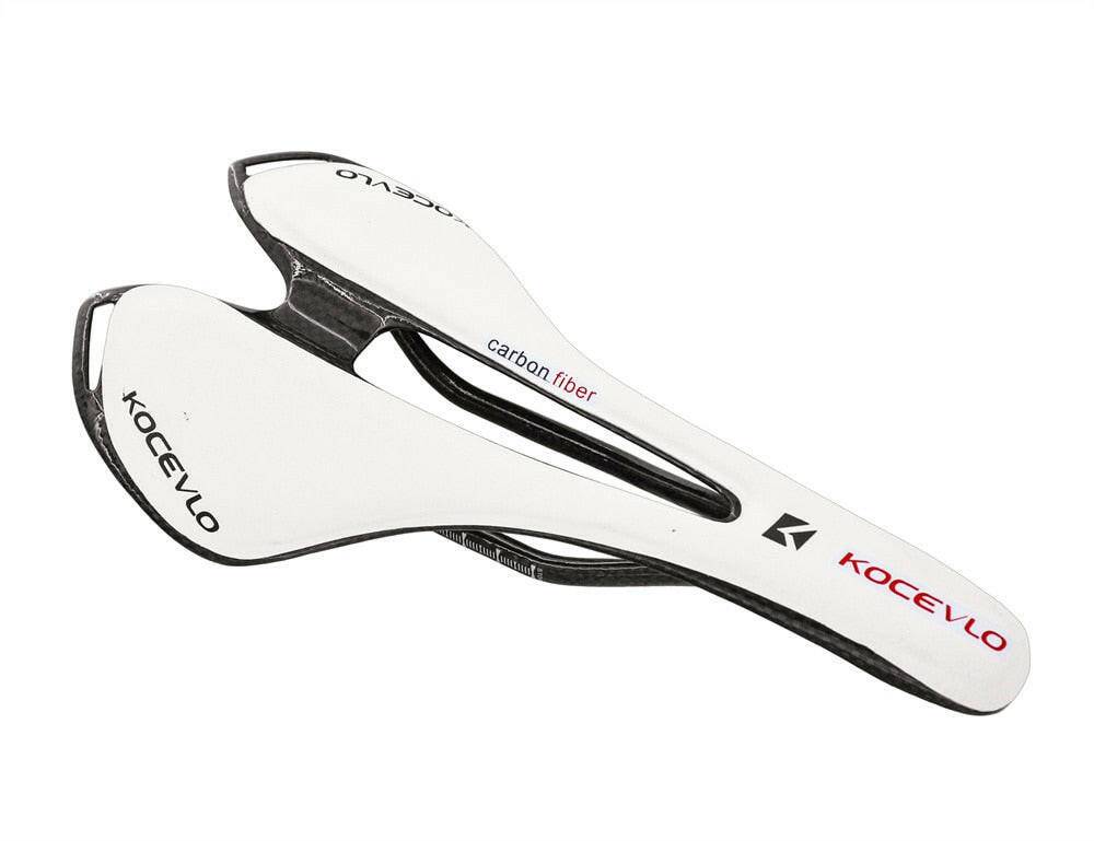 KOCEVLO Full Carbonfiber+Leather Fiber Road Mountain Bike Saddle Seat Cushion Carbon Bicycle Discoloration Cycling Parts-WAYBIKER