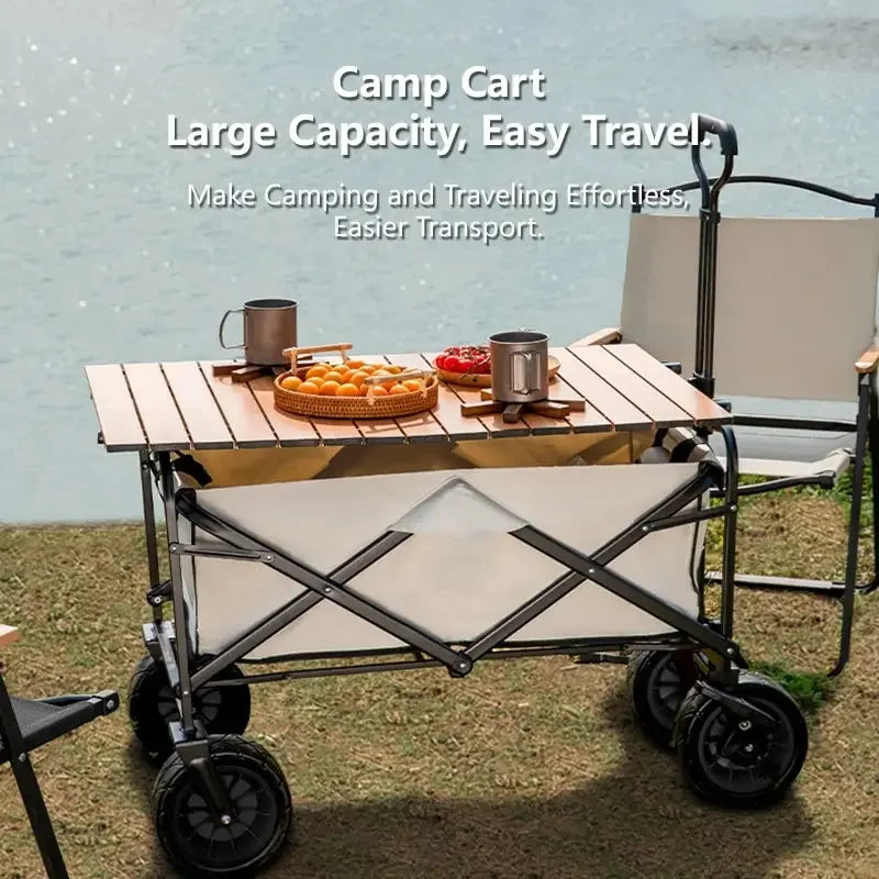 Camping Cart Outdoor Foldable Cart Oversized Camping Vehicle Picnic Vehicle Trailer Camping Trolley Stall Small Cart-WAYBIKER