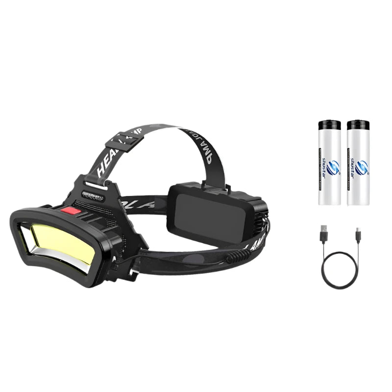 Super Bright COB Headlamp USB Rechargeable LED Headlight Waterproof Fishing Lantern Tail Red Lamp Powerful 18650 Camping Torch-WAYBIKER