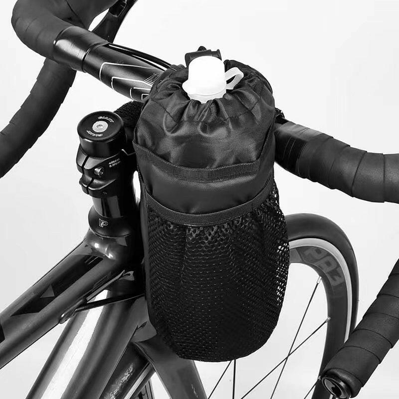 Bicycle Bag Bike Bottle Holder Handlebar Stem Thermal Bag with Mesh Pocket Coffee Cup Holders Cycling Water Bottle Carrier Bag-WAYBIKER