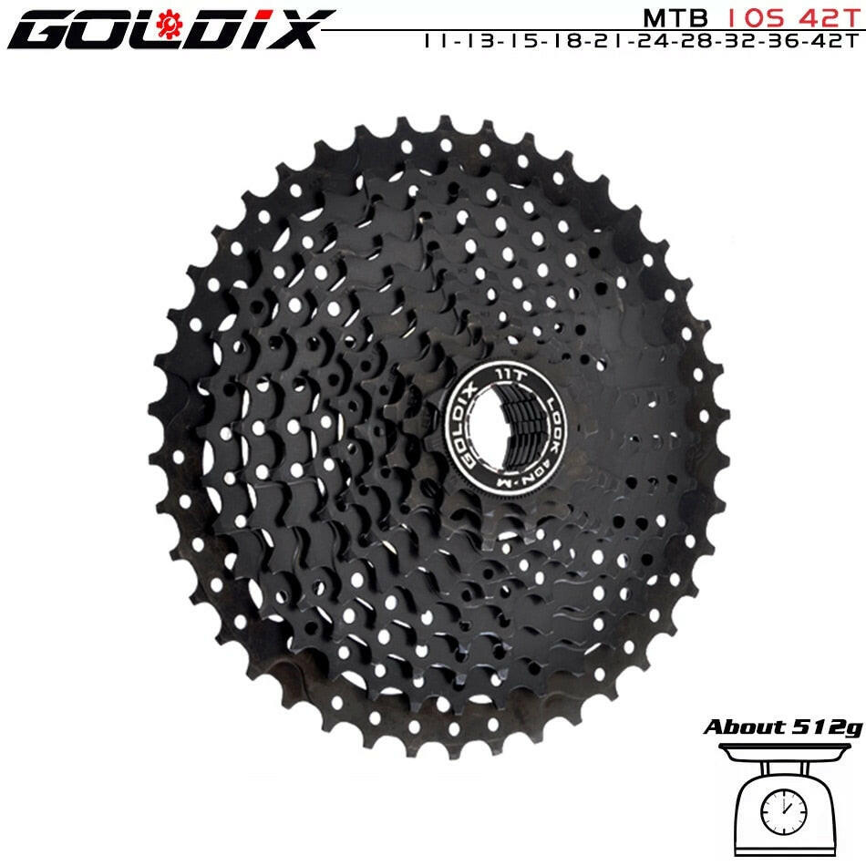GOLDIX Black MTB Cassete 8/9/10/11/12 Speed 40/42/46/50/50T K7 8/9/10/11/12v Bicycle Freewheel Bicycle Sprocket for Shimano/SRAM-WAYBIKER