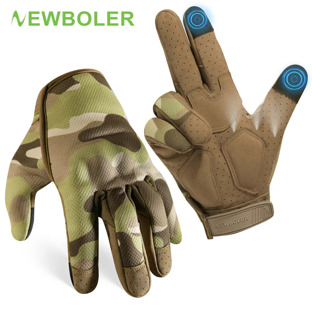 NEWBOLER Tactical Gloves Antiskid Army Military Bicycle Airsoft Motorcycle Shoot Paintball Work Gear Camo Full Finger Men Women-WAYBIKER