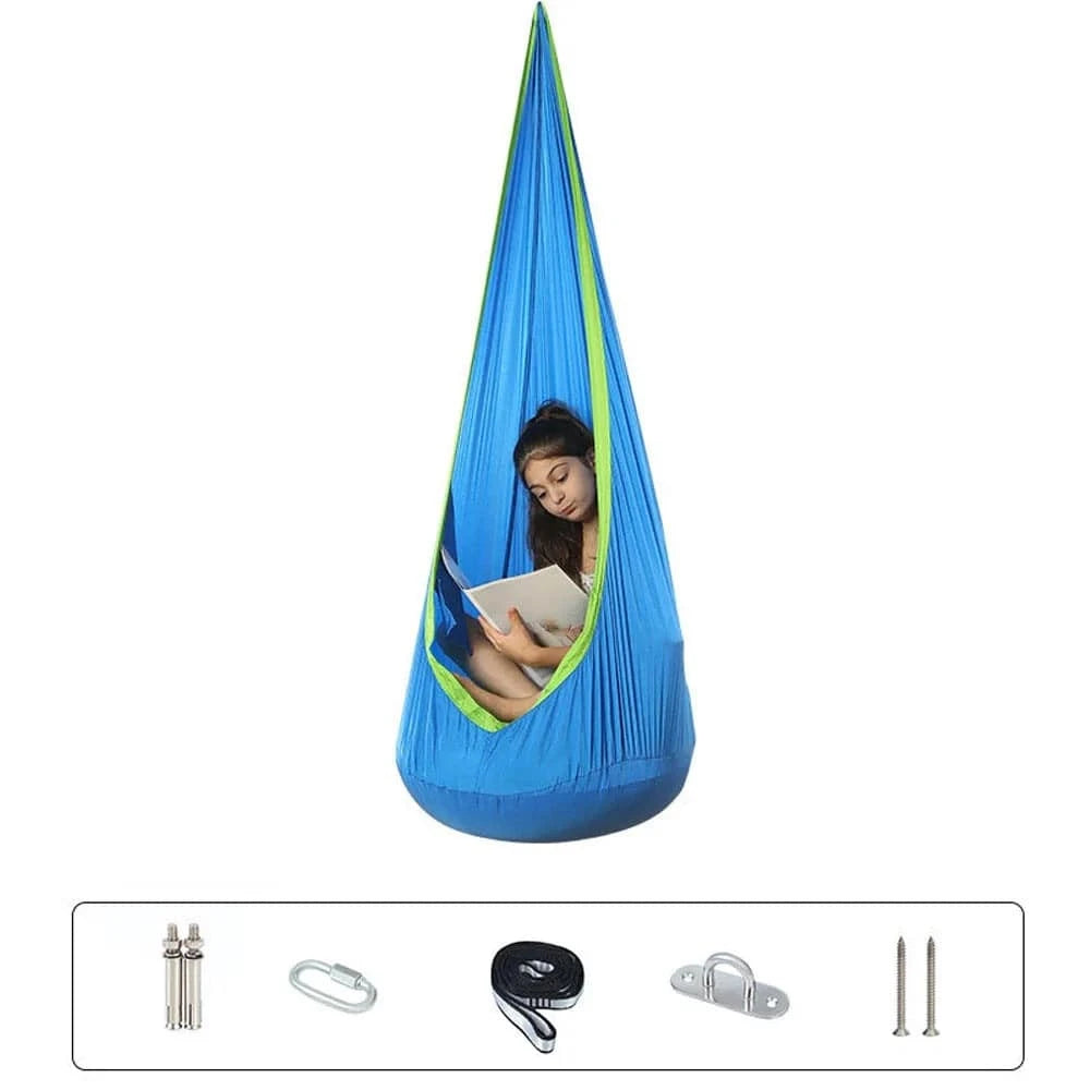 Hanging Pods Swing for Kids Hammock Chair Child Swing Hammock Chair with Inflatable Cushion for Indoor and Outdoor Use-WAYBIKER