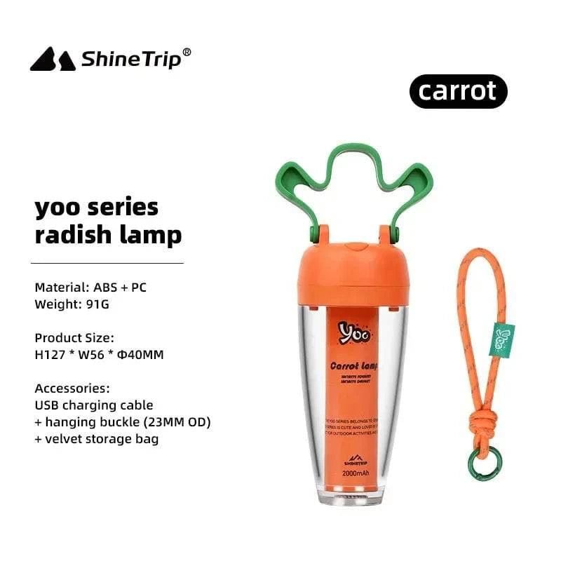 ShineTrip Yoo Series Carrot Shaped LED Camping Lantern Portable Outdoor Radish Light Rechargeable 4  Gears Waterproof Tent Lamp-WAYBIKER