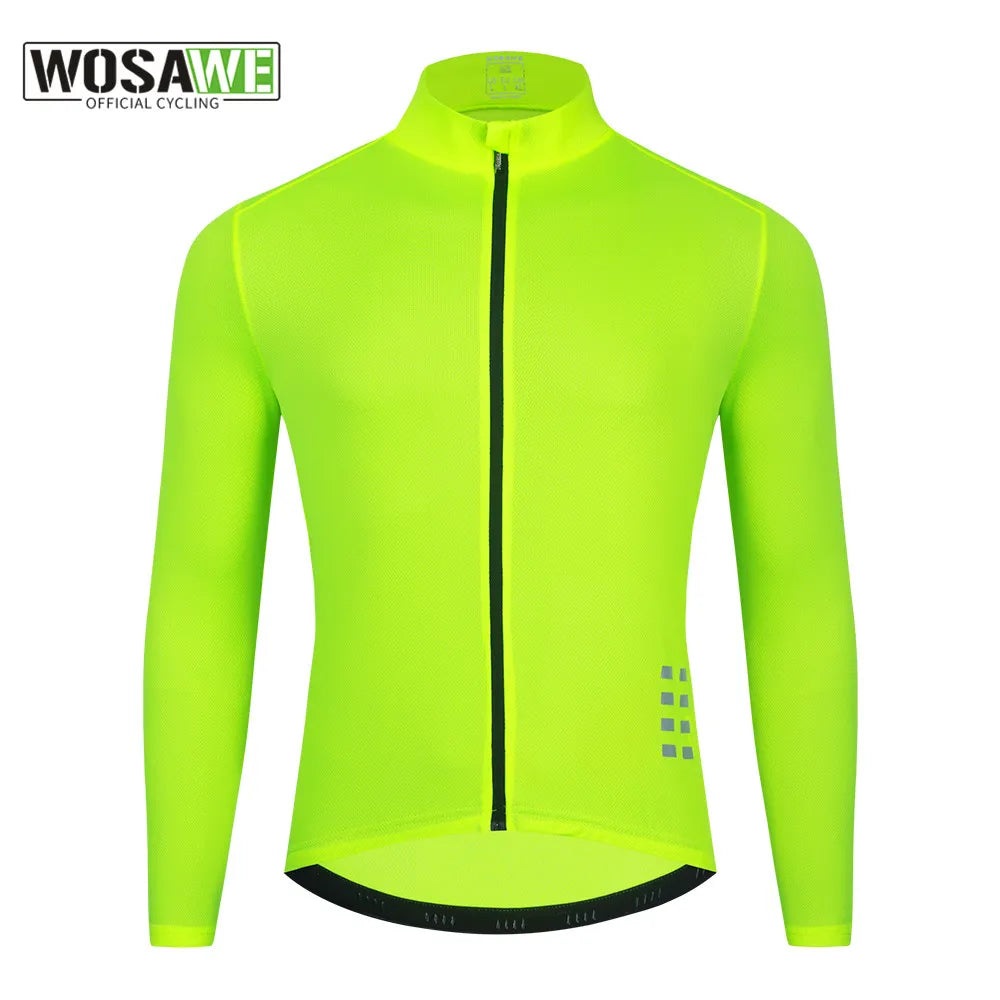 WOSAWE Mesh Breathable Cycling Jersey Long Sleeve MTB Bicycle Cycling Clothing Mountain Bike Sportswear Tops Reflective-WAYBIKER