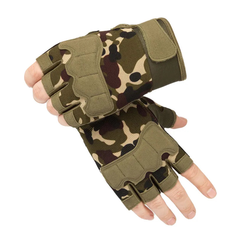 Men Women Tactical Military Army Shooting Cut Proof Fingerless Gloves Anti-Slip Outdoor Sports Paintball Airsoft Bicycle Gloves-WAYBIKER