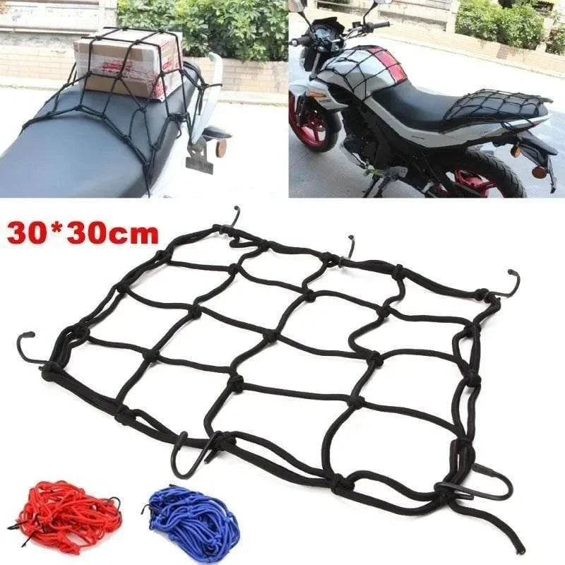 Motorcycle Luggage Net Bike 6 Hooks Hold Down Fuel Tank Luggage Mesh Web Styling High Quality Moto Adjustable Cargo Net-WAYBIKER