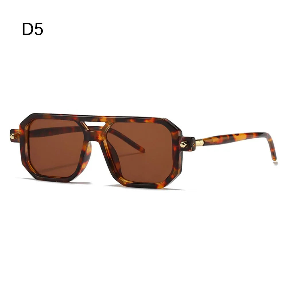 Fashion Leopard Sun Glasses UV400 Eyewear Sunglasses Double Bridge Women's Sunglasses Street Wear Shades Men's Shades-WAYBIKER