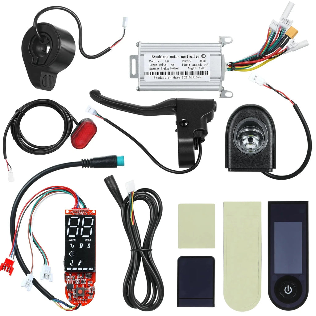 Electric Scooter 36V 350W Brushless Motor Controller Set with Digital Display Headlight Taillight Electric Scooter Accessories-WAYBIKER