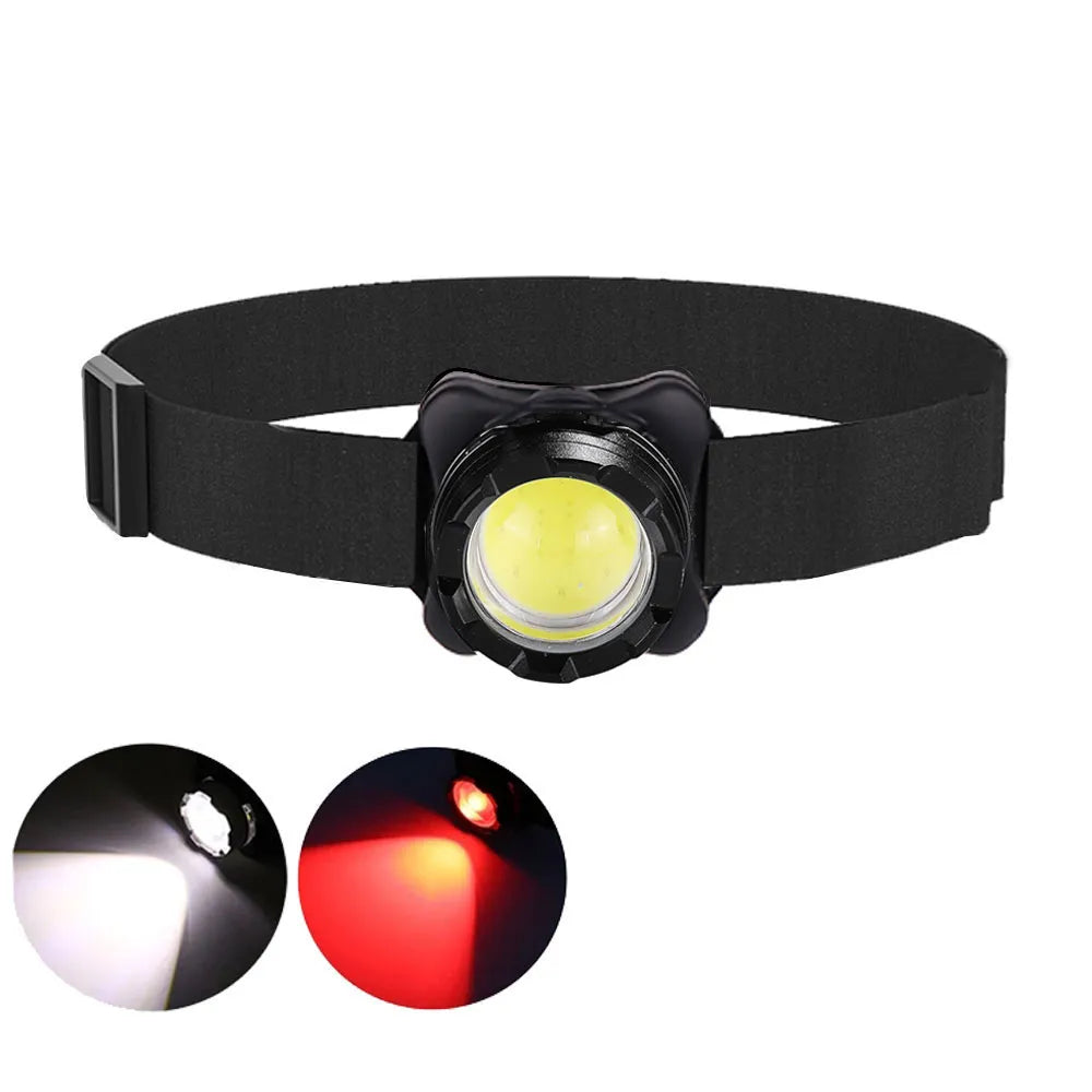 Powerful Headlamp USB Rechargeable Headlight COB LED Head Light with Built-in Battery Waterproof Head Lamp White Red Lighting-WAYBIKER