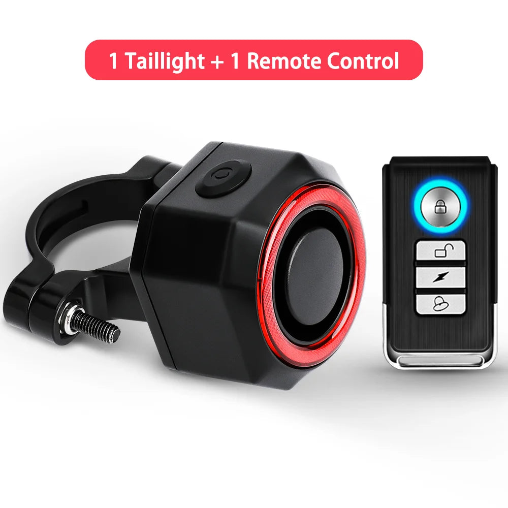Rockbye Bicycle Alarm USB Charging Remote Control Anti-theft Tail Light 110dB Smart Auto Motorcycle Brake Sensor Tail Light