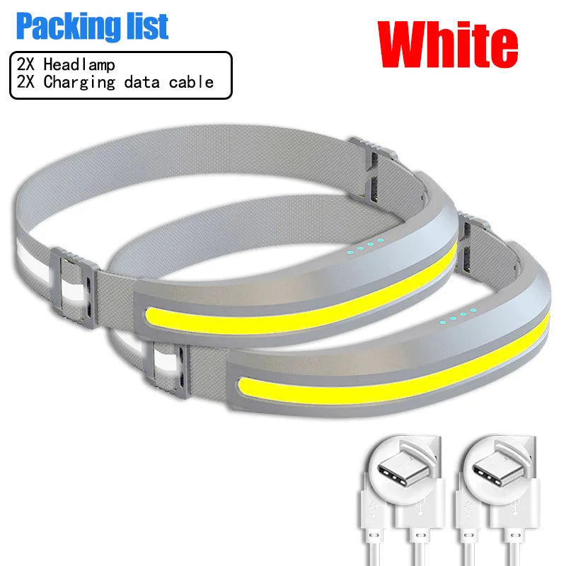 Professional COB Rechargeable Headlamp With Built-in Battery Headlights 4 Modes Led Head Flashlights For Camping Fishing Lantern-WAYBIKER