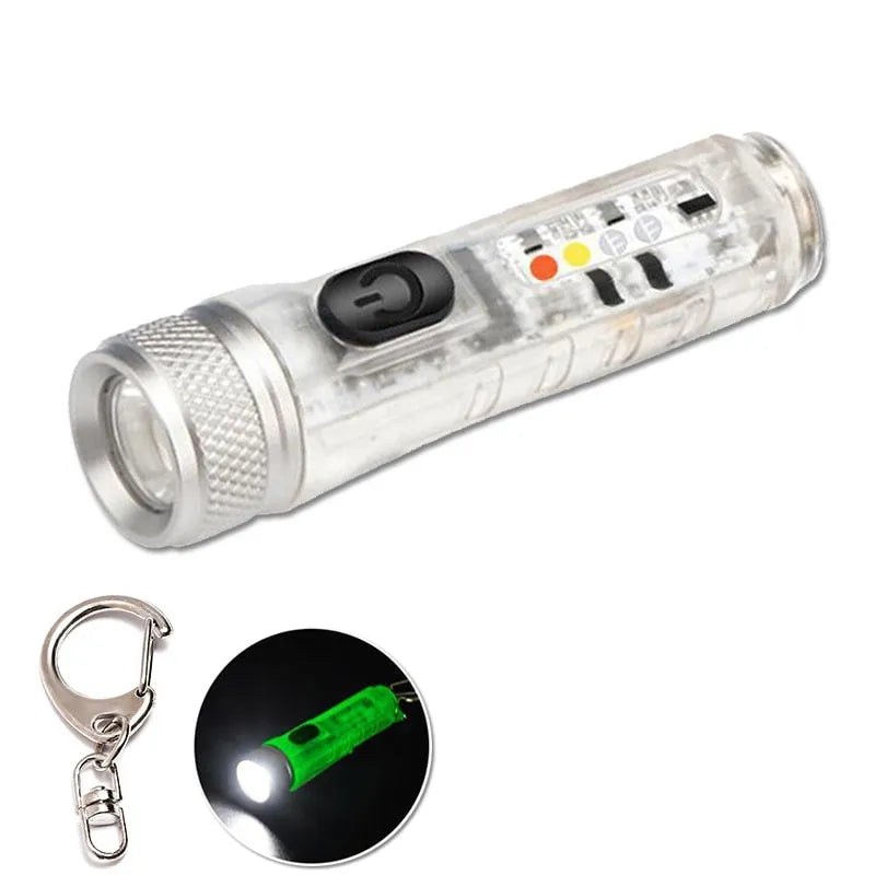 Mini Keychain Flashlight LED Rechargeable Torch Portable Magnetic USB Charging Flashlight High Power Camping Long Range Lantern-WAYBIKER