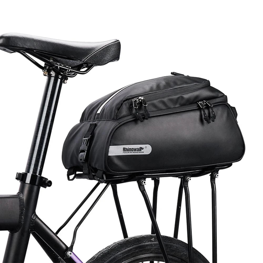 Multifunctional Bike Trunk Bag Polyester Bicycle Rear Seat Bag with Reflective Strips & Shoulder Strap Waterproof Rear Rack Bag-WAYBIKER