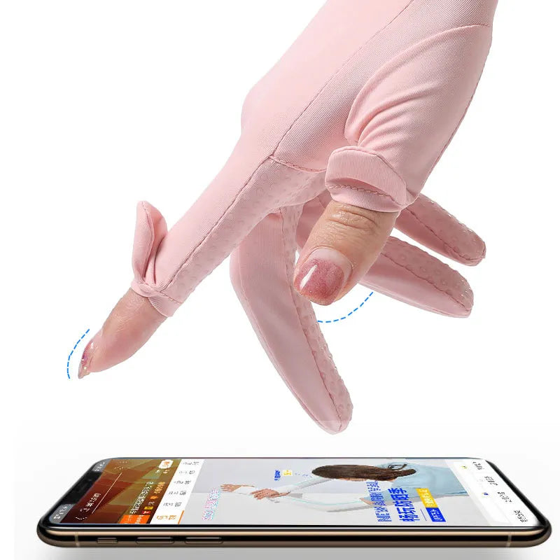 Summer Women's Sunscreen Gloves Are UV Resistant Ice Resistant And Can Expose Fingers During Outdoor Cycling-WAYBIKER