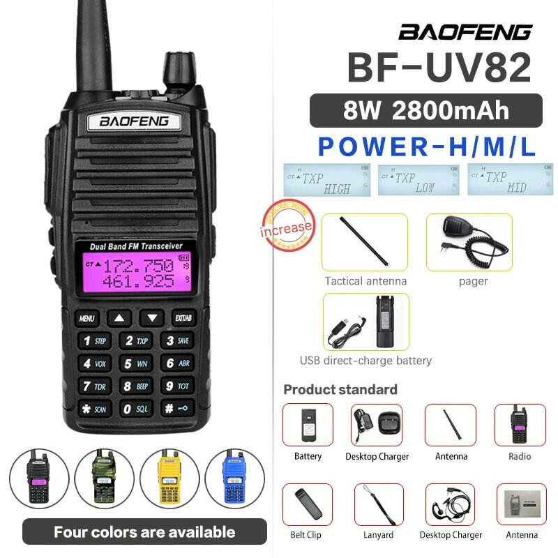 Optional 5W 8W Baofeng UV-82 Walkie Talkie 10 km Baofeng uv5r walkie-talkie hunting Radio uv 82 Baofeng UV-9R UV-5R UV-8HX UV-XR-WAYBIKER