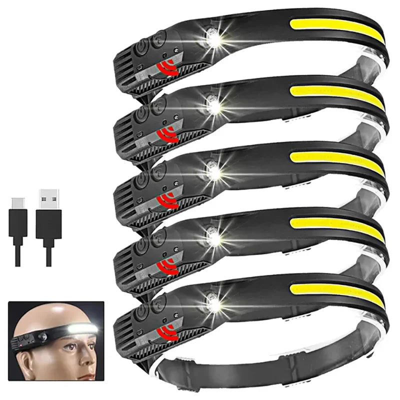 Head Flashlight Headlight Led Head Lamp Rechargeable Led Headlamp Work Light Camping Searchlight Torch With Built-in Battery-WAYBIKER