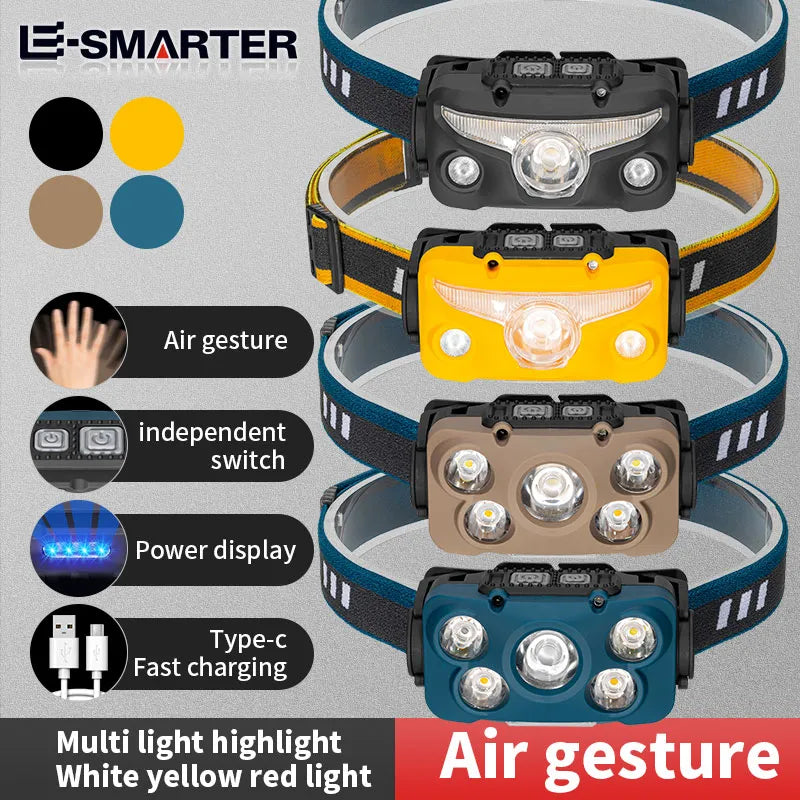 High Powered Camping Led Headlights Portable Headlamps Waterproof Head Front Light With USB Charging Led Lights