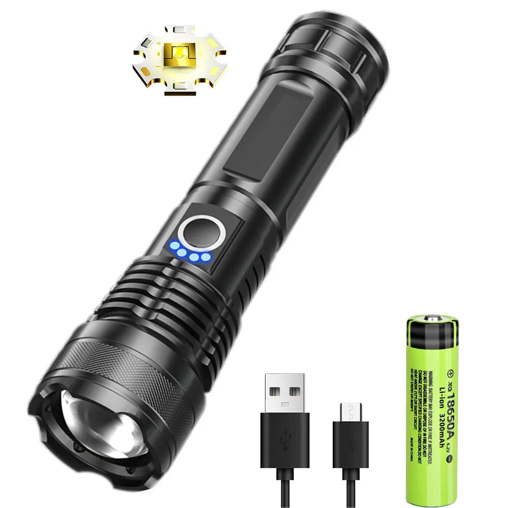 USB Rechargeable LED Flashlights High Lumens Super Bright Tactical Handheld Flash Light Zoomable,Waterproof  Emergency Lantern-WAYBIKER