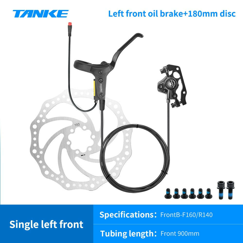 TANKE e-bike MTB electric Bike Hydraulic Disc Brake Set 180mm Rotors Oil Calliper Plate Front Rear Mountain Bicycle Clamp 22.2mm-WAYBIKER