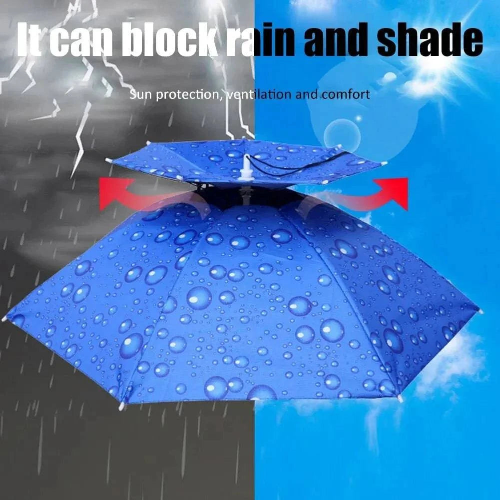 Foldable Outdoor Umbrella Hat Women Men Fishing Double Layer Headwear Sun Cap Camping Fishing Headwear Cap Beach Head Hats-WAYBIKER