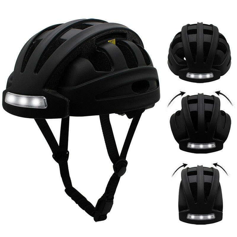 Portable Folding Bike Helmet Urban Commuter Helmet Safety Helmet Rechargeable LED Light Lightweight Bike Helmet With Tail Light-WAYBIKER