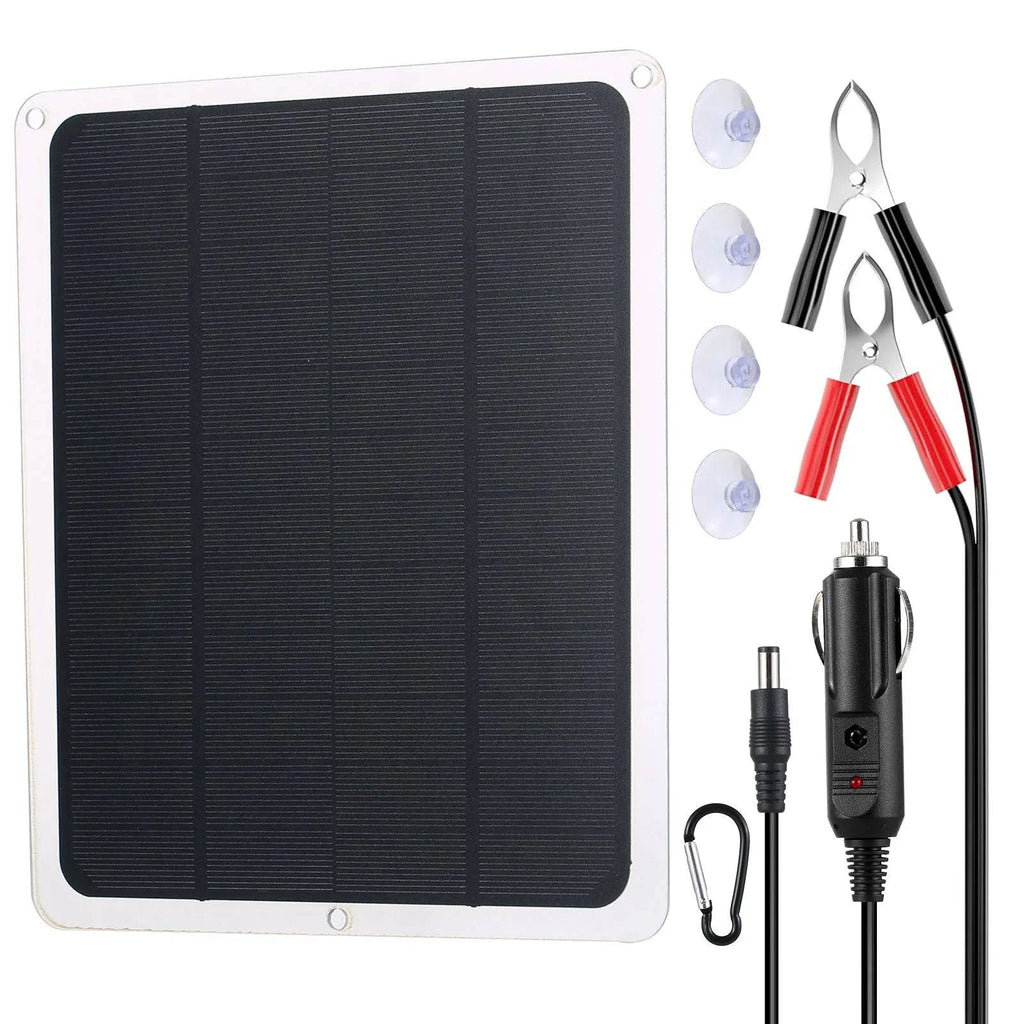 Upgraded Car Solar Battery Trickle Charger Maintainer 12V Portable Waterproof Solar Panel Trickle Charging Kit for Motorcycle RV-WAYBIKER