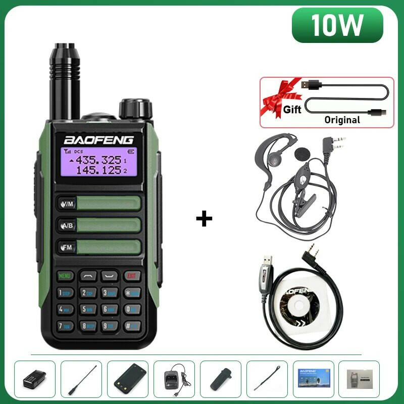 BaoFeng UV-16 Plus Walkie Talkie High Power USB C 10KM Long Range UV-16 Two Way Radio Dual Band Waterproof Transceiver FM Radio-WAYBIKER