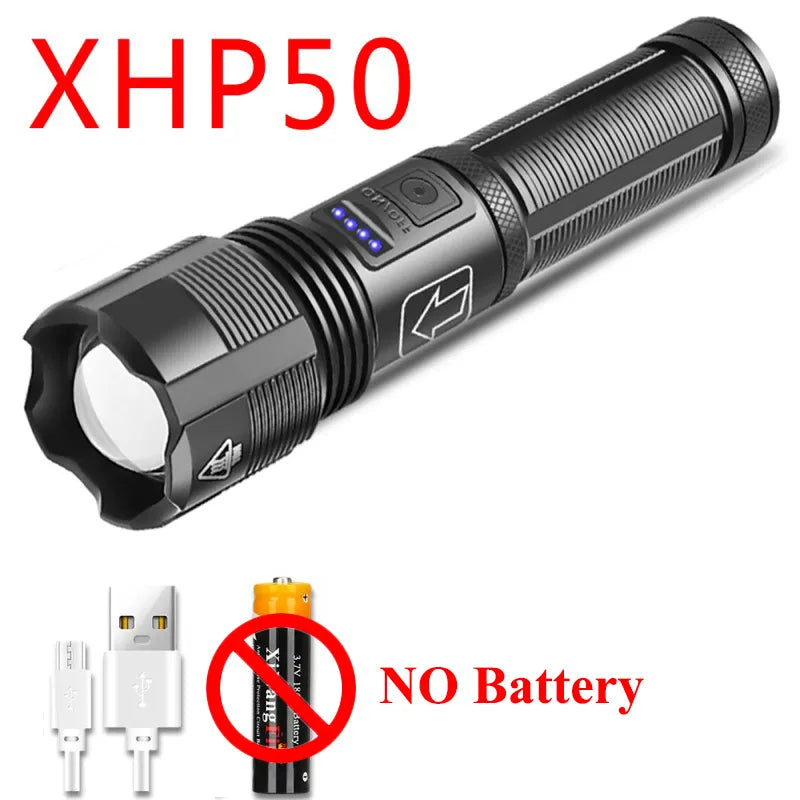 4 Core Led Flashlight Aluminum Alloy XHP70.2 XHP50.2 Tactical Hunting Torch Usb Rechargeable Zoomable Lantern 18650 Battery-WAYBIKER