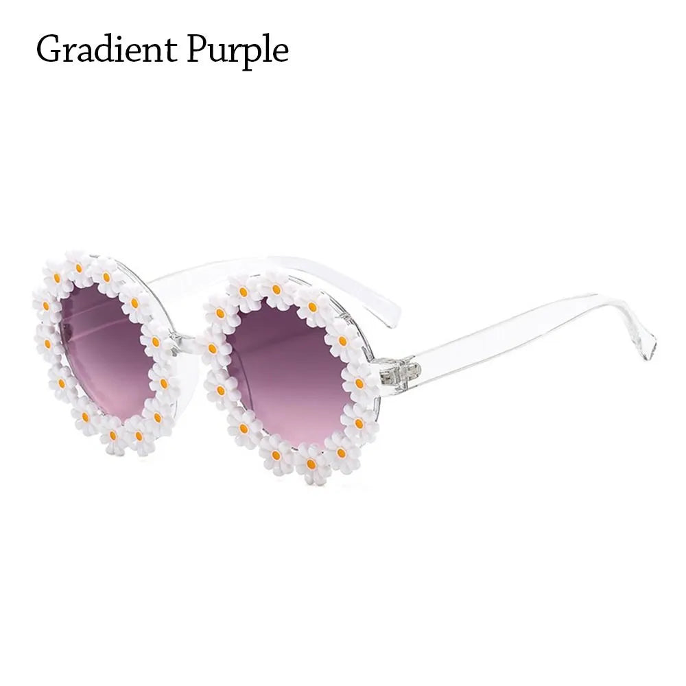 Retro Daisy Sunglasses for Women Flower Round Frame Sun Glasses Fashion Novel Disco Festival Party Shades for Adults Eyewear-WAYBIKER