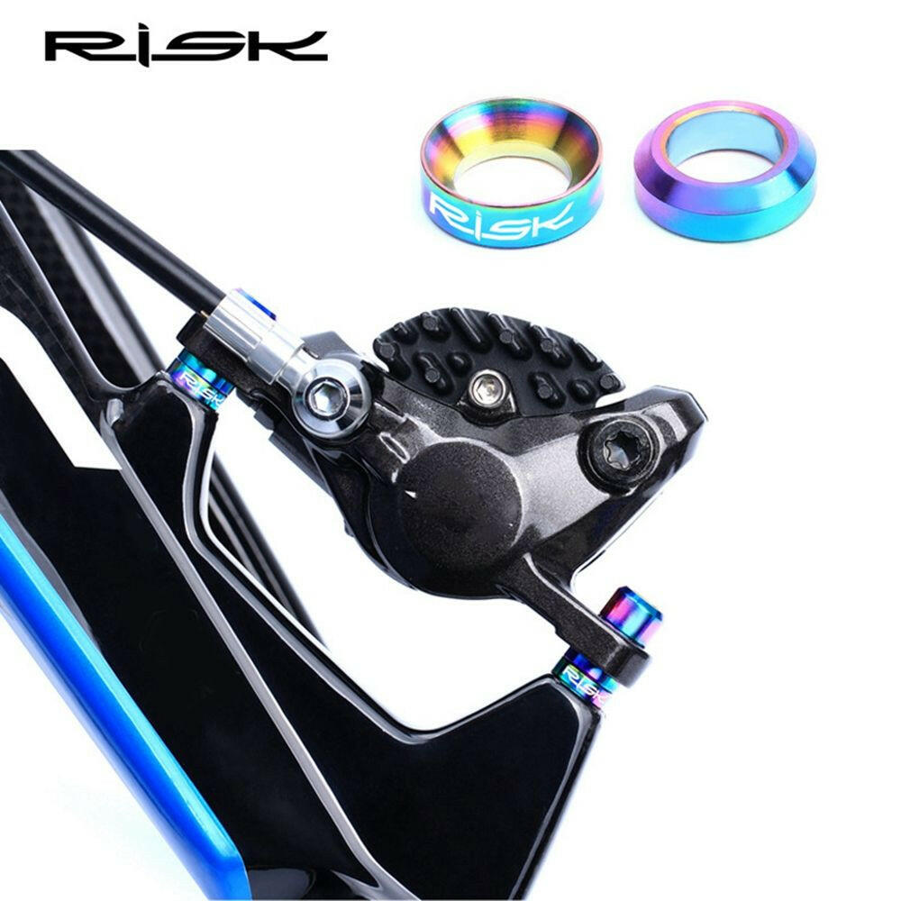 4 PCs/Set Bicycle Titanium M6 Concave and Convex Washer Spacer for Mountain BMX Bike Disc Brake Caliper Group XT Mounting Bolts-WAYBIKER