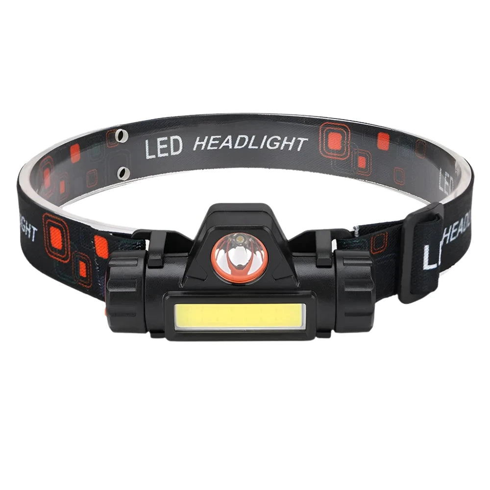 Portable Mini Flashlight Q5+COB Led Headlamp High Power Rechargeable Built-in Battery Outdoor Camping Fishing Headlight-WAYBIKER