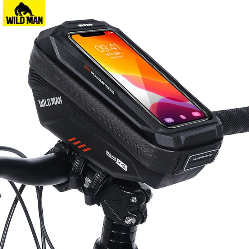 WILD MAN Rainproof Bicycle Handlebar Bag Touch Screen Cycling Phone Bag Bike Bag 6.8" Phone Case Bag Bicycle Accessories-WAYBIKER