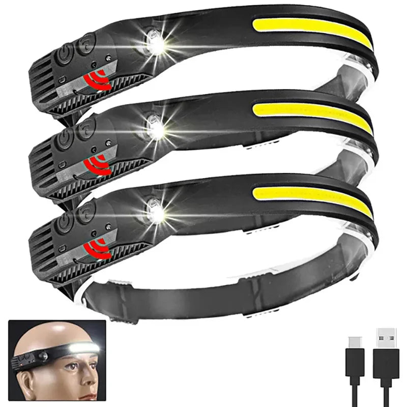 Head Flashlight Headlight Led Head Lamp Rechargeable Led Headlamp Work Light Camping Searchlight Torch With Built-in Battery-WAYBIKER