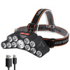 11 LED Flashlight USB Rechargeable with Built in 18650 Battery Strong Light Camping Adventure Fishing Head Light Headlamp-WAYBIKER