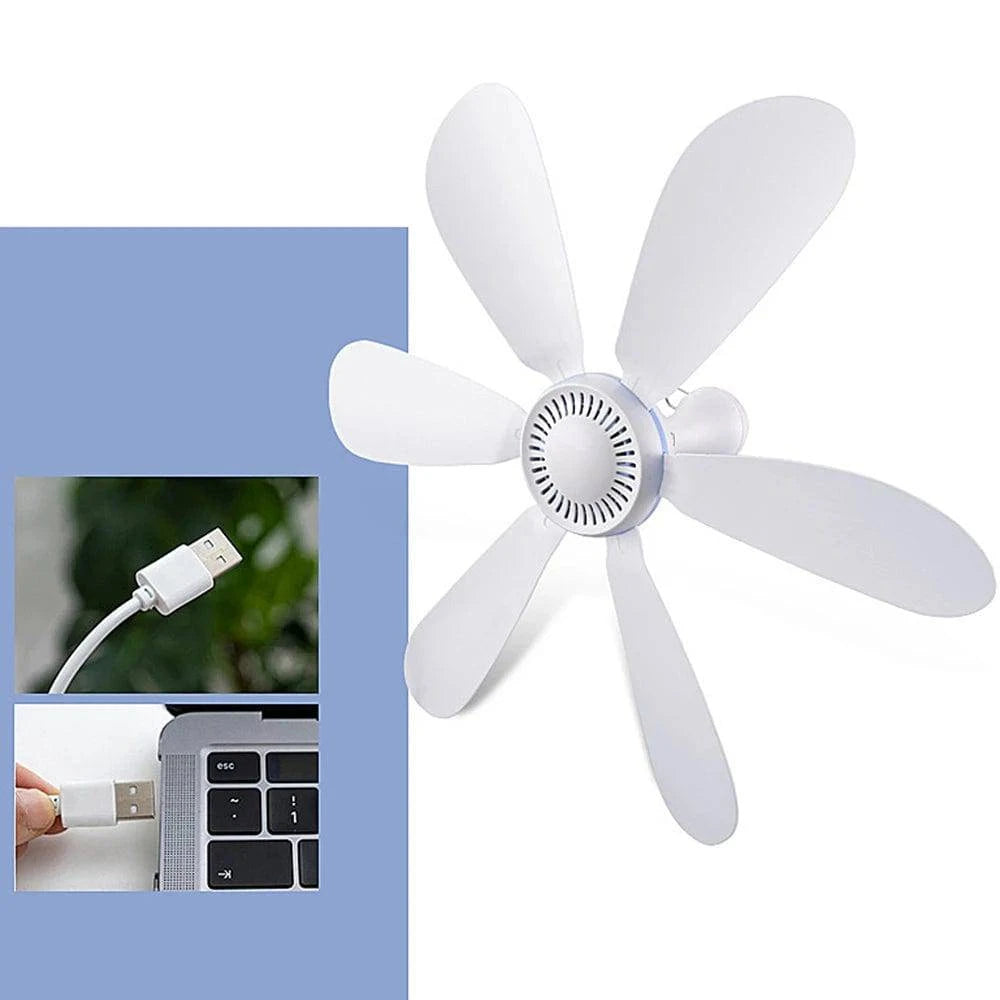 2022 New Ceiling Fan 6 Leaves 5V USB Camping Tent Air Cooler Multifunctional Fly Repellent for Outdoor Hiking Travel Equipment-WAYBIKER