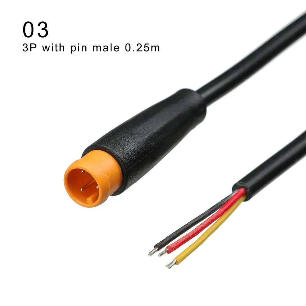 Extension cord Base Connector 2 3 4 5 6Pin 9mm Cable Waterproof Connector For Ebike Bafang Display Pin Optional Cable-WAYBIKER