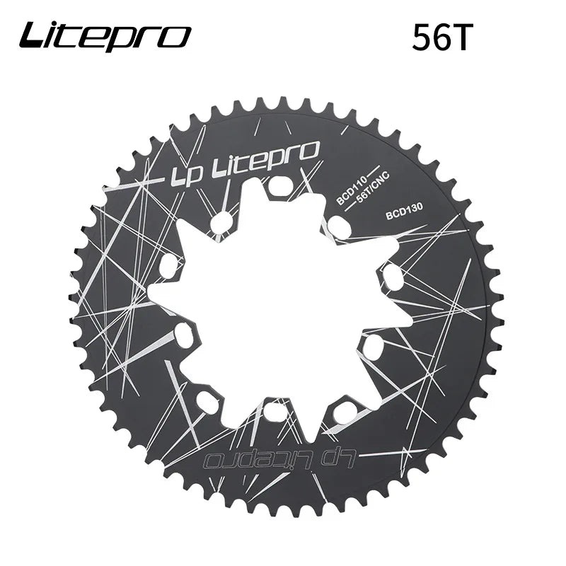 LITEPRO Oval Chainring 130 110 BCD Folding Bike Super Light Chain Wheel Crank Crankset 130BCD 52T 54T 56T 58T 60T