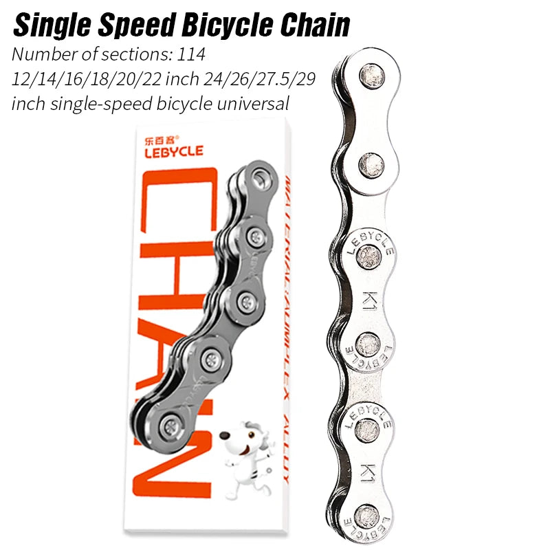 LeBycle Single Speed Bike Chains 1 Speed Silver Mountain Cycling Bicycle Chain for City fixed gear Bicycle Parts-WAYBIKER