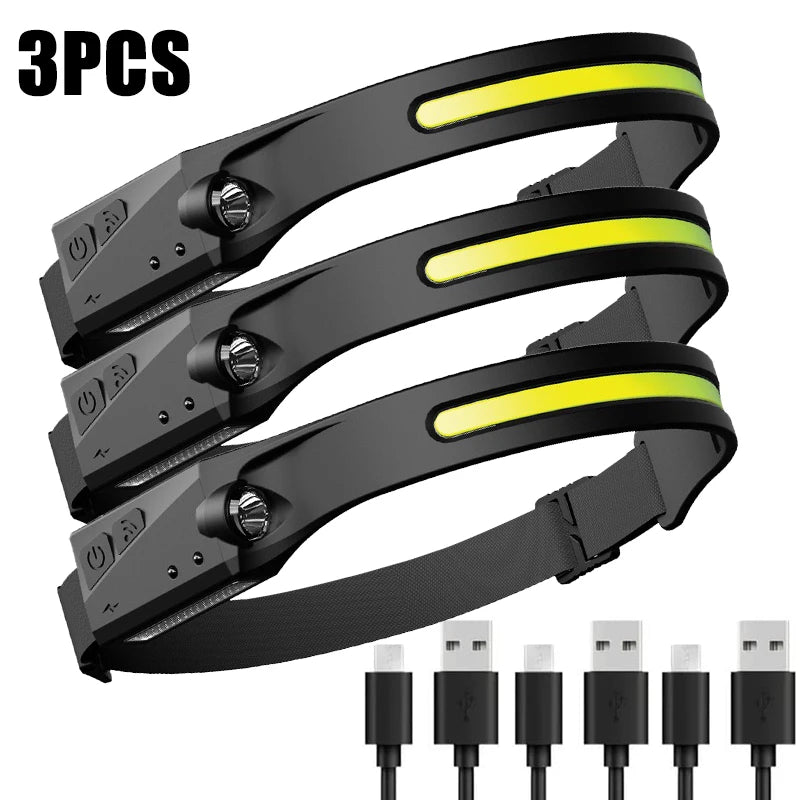 COB Headlamp Built in Battery USB Rechargeable Outdoor Portable Night Light Waterproof Led Camping Headlamp-WAYBIKER