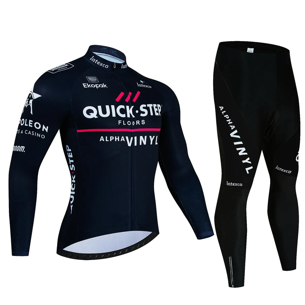 Long Sleeve Cycling Jersey Set New Quick Step Mtb Bicycle Clothing Bicycle Maillot Ropa Ciclismo Mans Bike Clothes Cycling Set-WAYBIKER