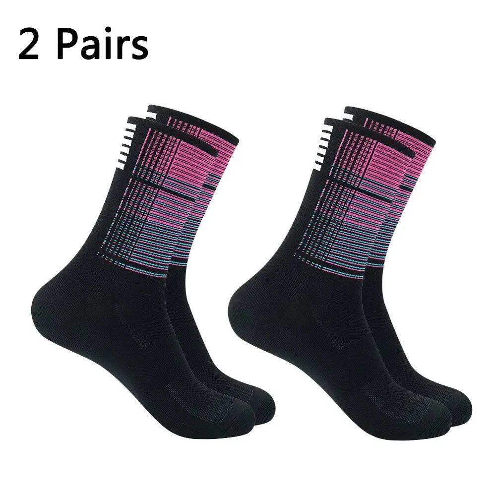 2 Pais High Quality Profession Team Men Women Cycling Socks Bike Socks Breathable Bicycle Socks Outdoor Sportswear Racing Socks-WAYBIKER