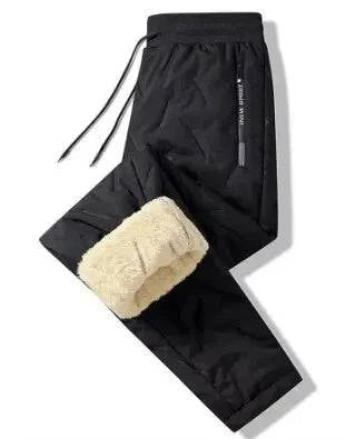 Winter Sweatwear Men Plush Thick Fleece Sweatpant Lambswool Thermal Trousers Casual Pants Waterproof Windproof Warm Cotton Pants-WAYBIKER