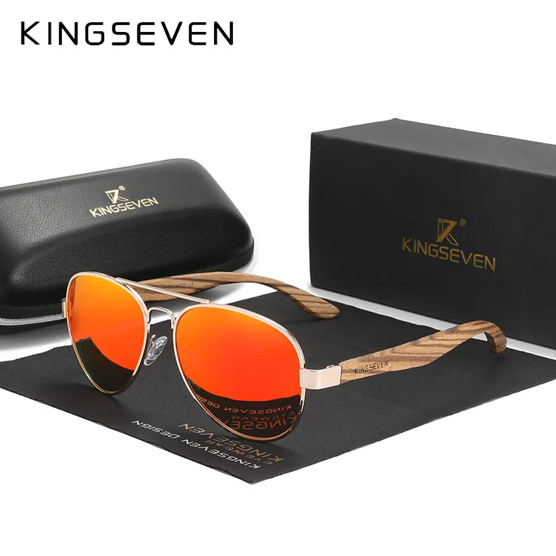 KINGSEVEN New Photochromic Pilot Sunglasses Men Polarized UV400 Fashion Sunglass Mirror Wood sun glasses Driving-WAYBIKER