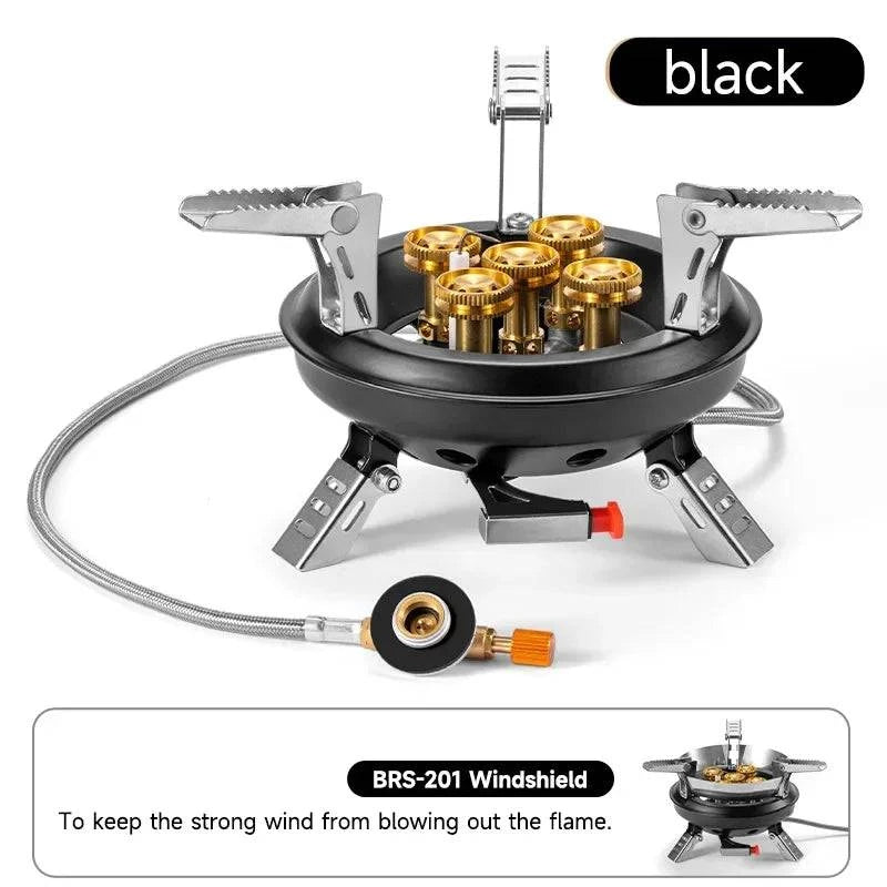 BRS-201A Camping Gas Stove Travel High Pressured Camping Burner Windshield Butane Gas Burner With Piezo Ignition Gas Stove-WAYBIKER