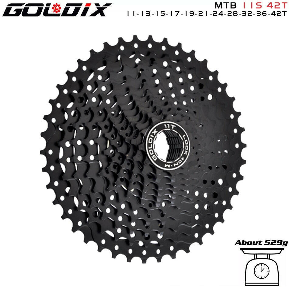 GOLDIX Black MTB Cassete 8/9/10/11/12 Speed 40/42/46/50/50T K7 8/9/10/11/12v Bicycle Freewheel Bicycle Sprocket for Shimano/SRAM-WAYBIKER