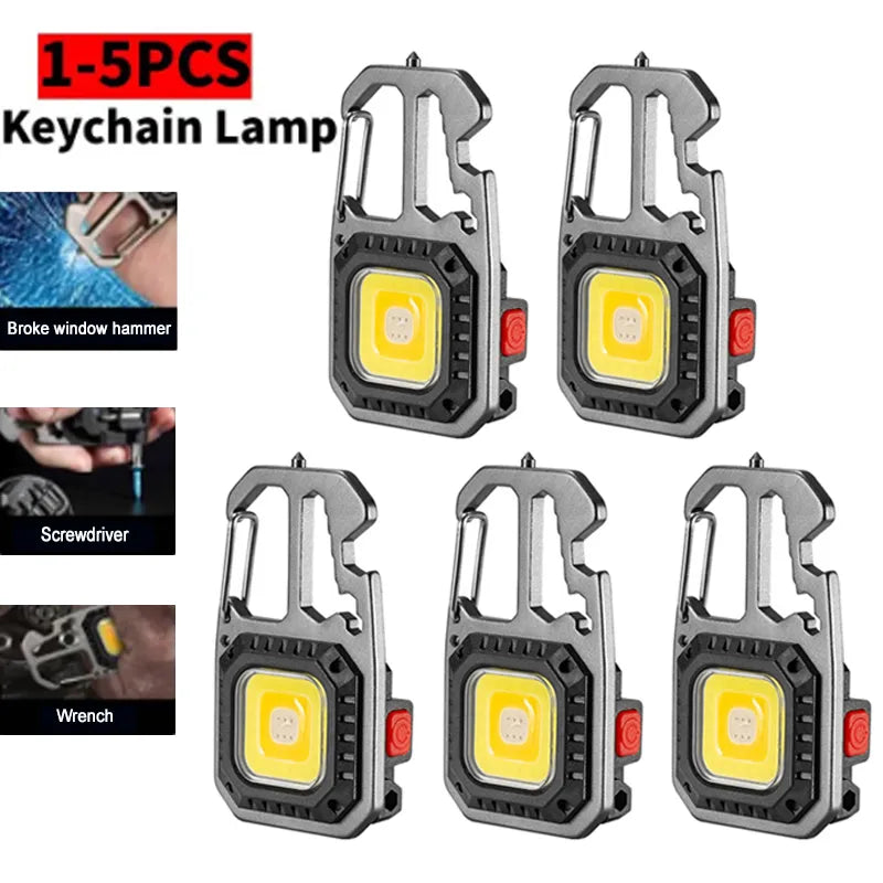 Mini LED Flashlight Work Light Rechargeable Keychain Lamp Outdoor Camping Torch Portable Pocket Wrench Screwdriver Safety Hamme-WAYBIKER