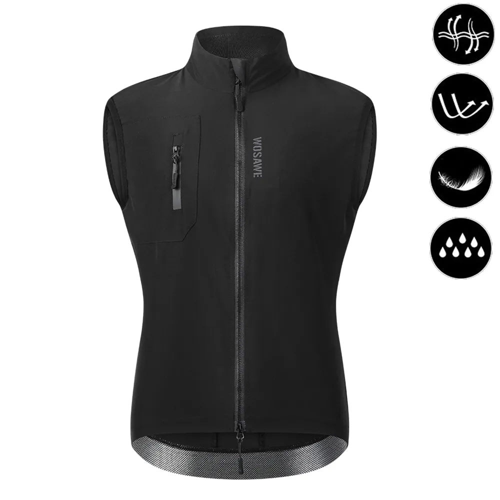 WOSAWE Ultralight Men's Cycling Windbreaker Windproof Jacket Bike Vest Water Resistant MTB Road Bicycle Long Jersey 2 Pockets-WAYBIKER